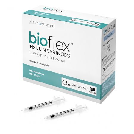 Bioflex Insulin Syringes 32G-5mm/0,3 mL/cc (100 unid)